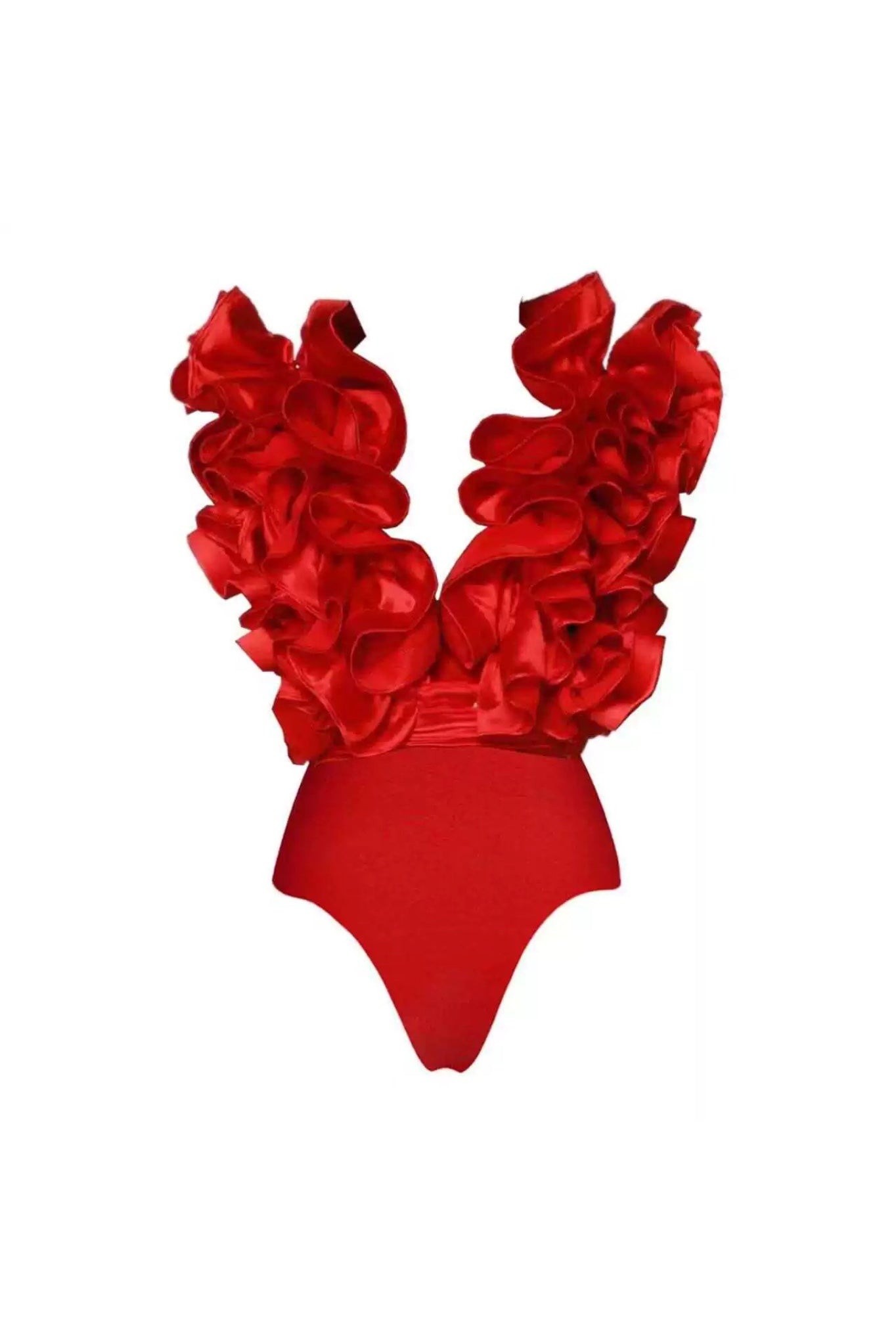 Red Frill Swimsuit With Skirt