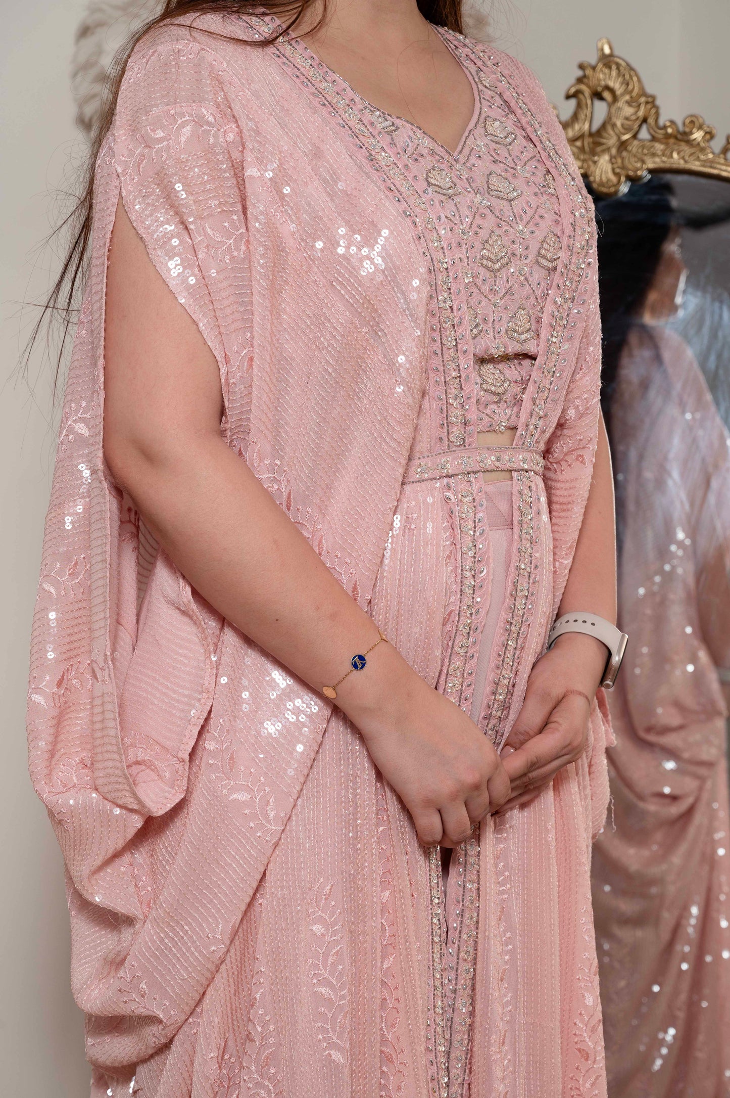 Fiza Pink Three Piece Set With Belt