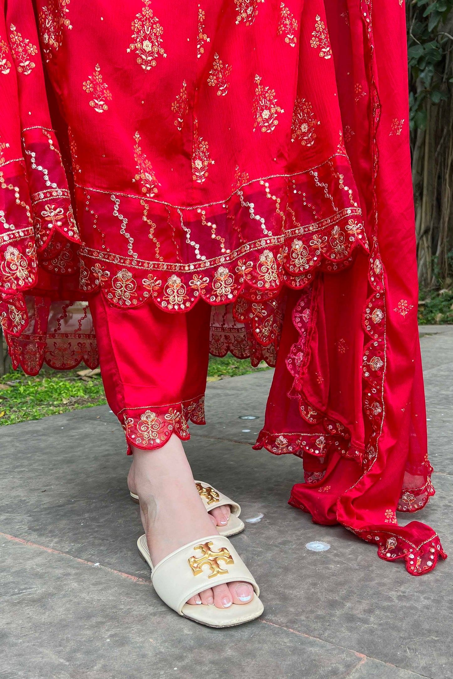 Sia Red Voluminous Anarkali Suit Set