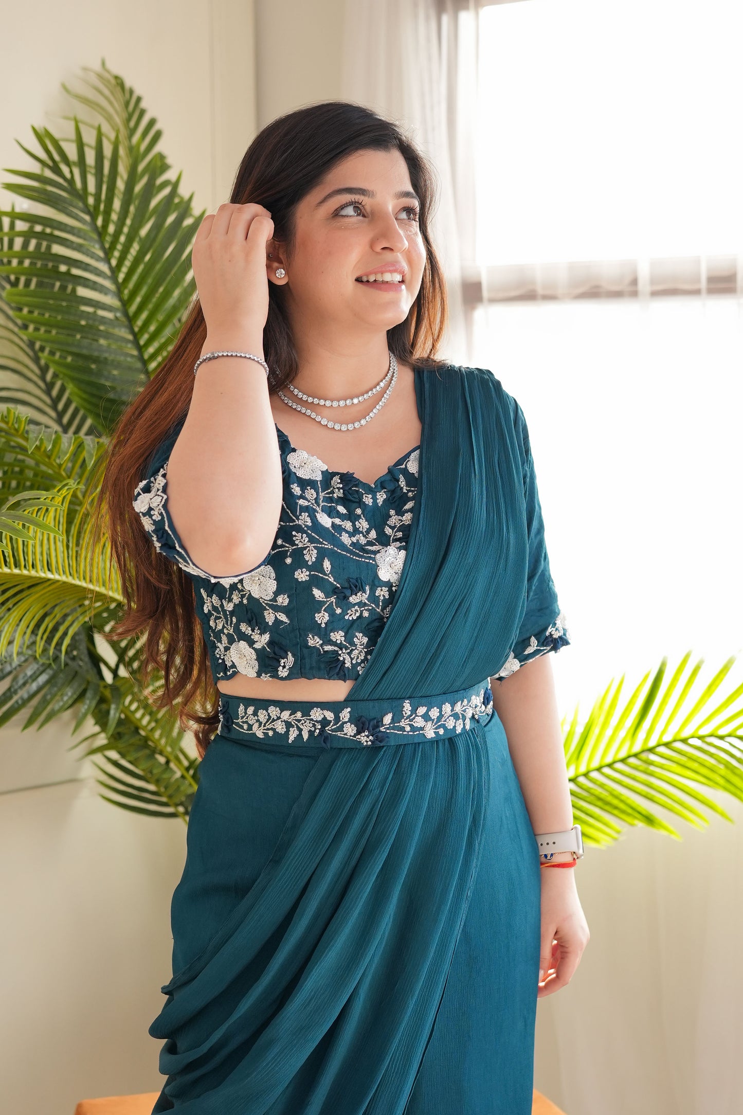 Feroza Green Drape With Plazo