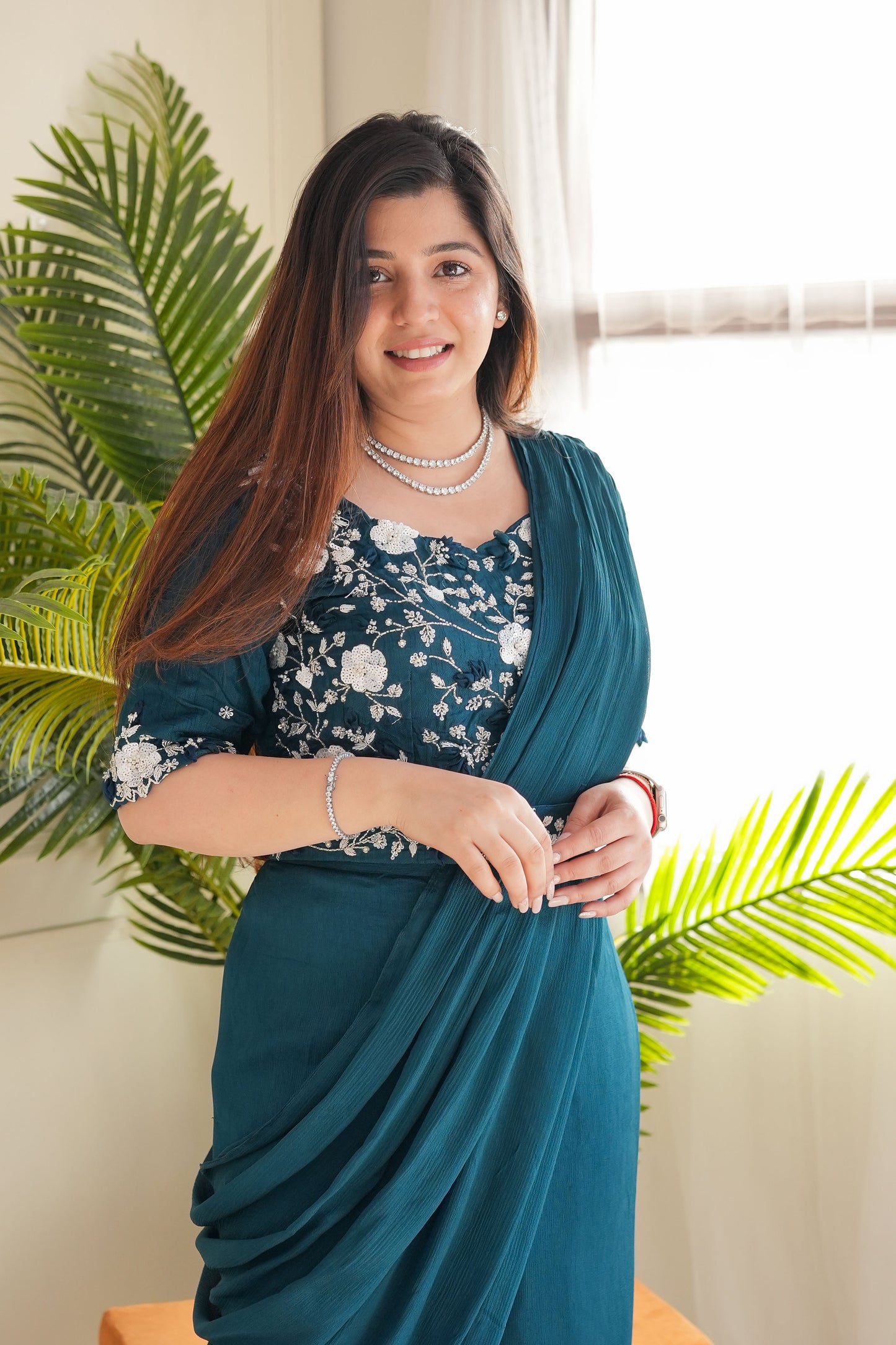 Feroza Green Drape With Plazo
