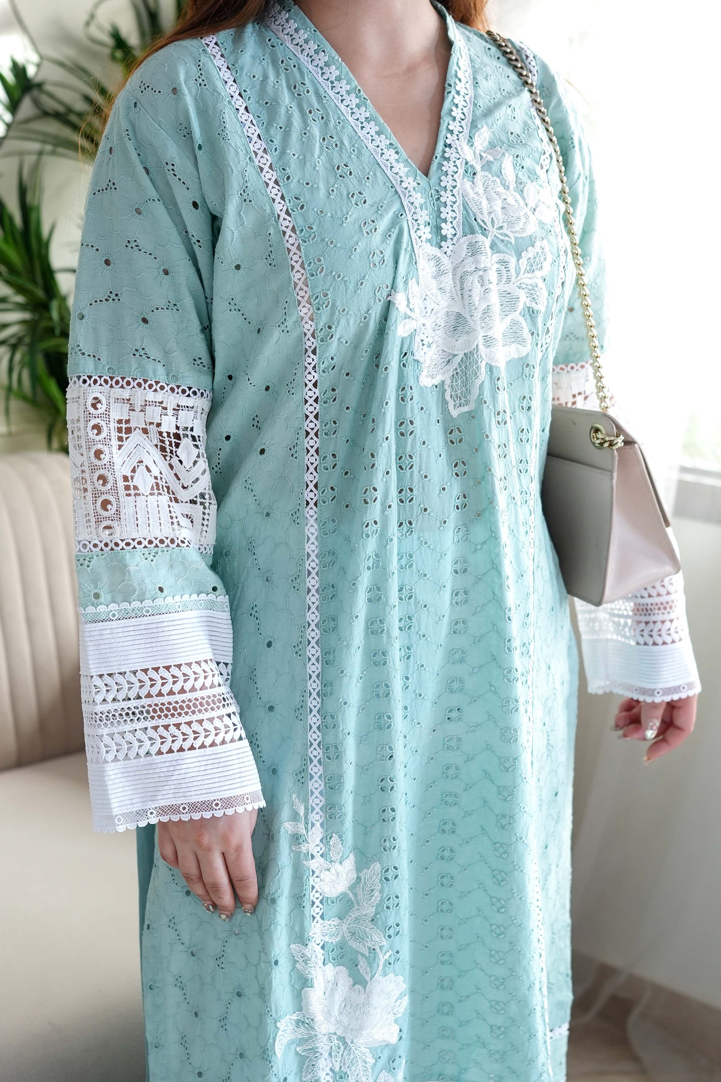 Zeenah Blue Cutwork Plazo Set