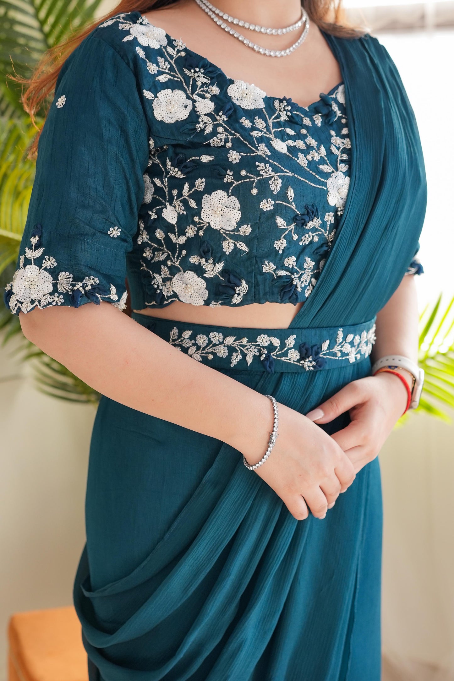 Feroza Green Drape With Plazo