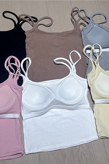 Britney Crop Tank Top With Inbuilt Bra