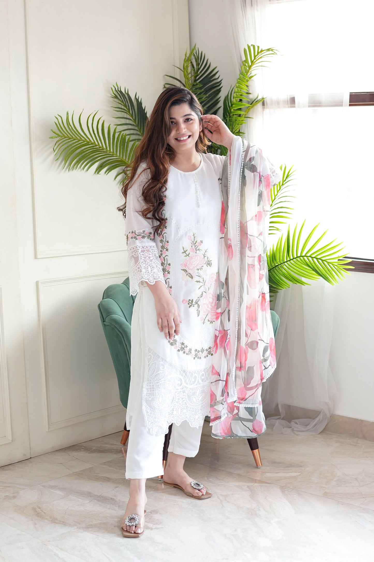Noor White Pakistani Suit Set