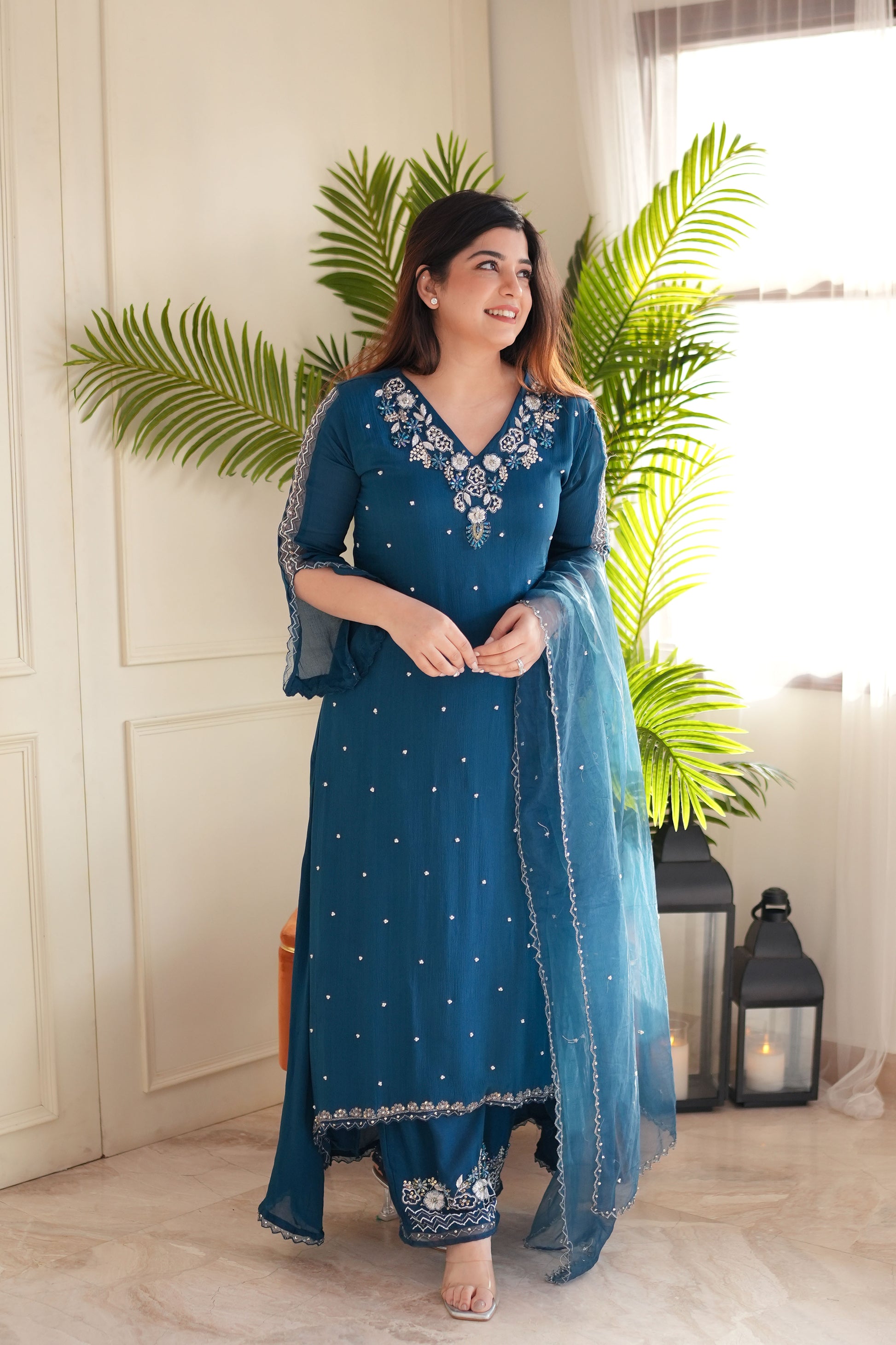 Fazeena Blue Upside Down Suit Set