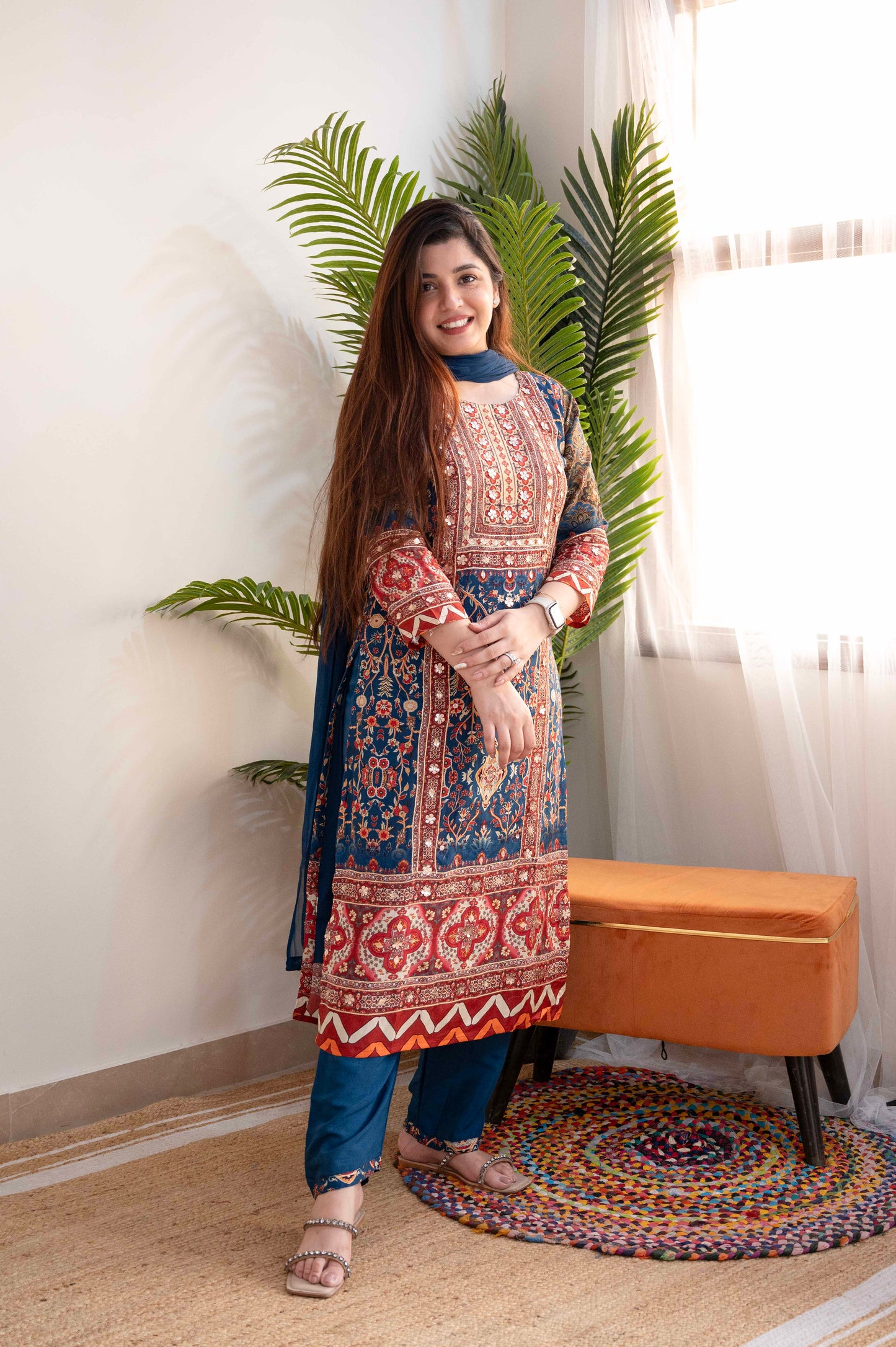 Sagari Blue Printed Suit Set