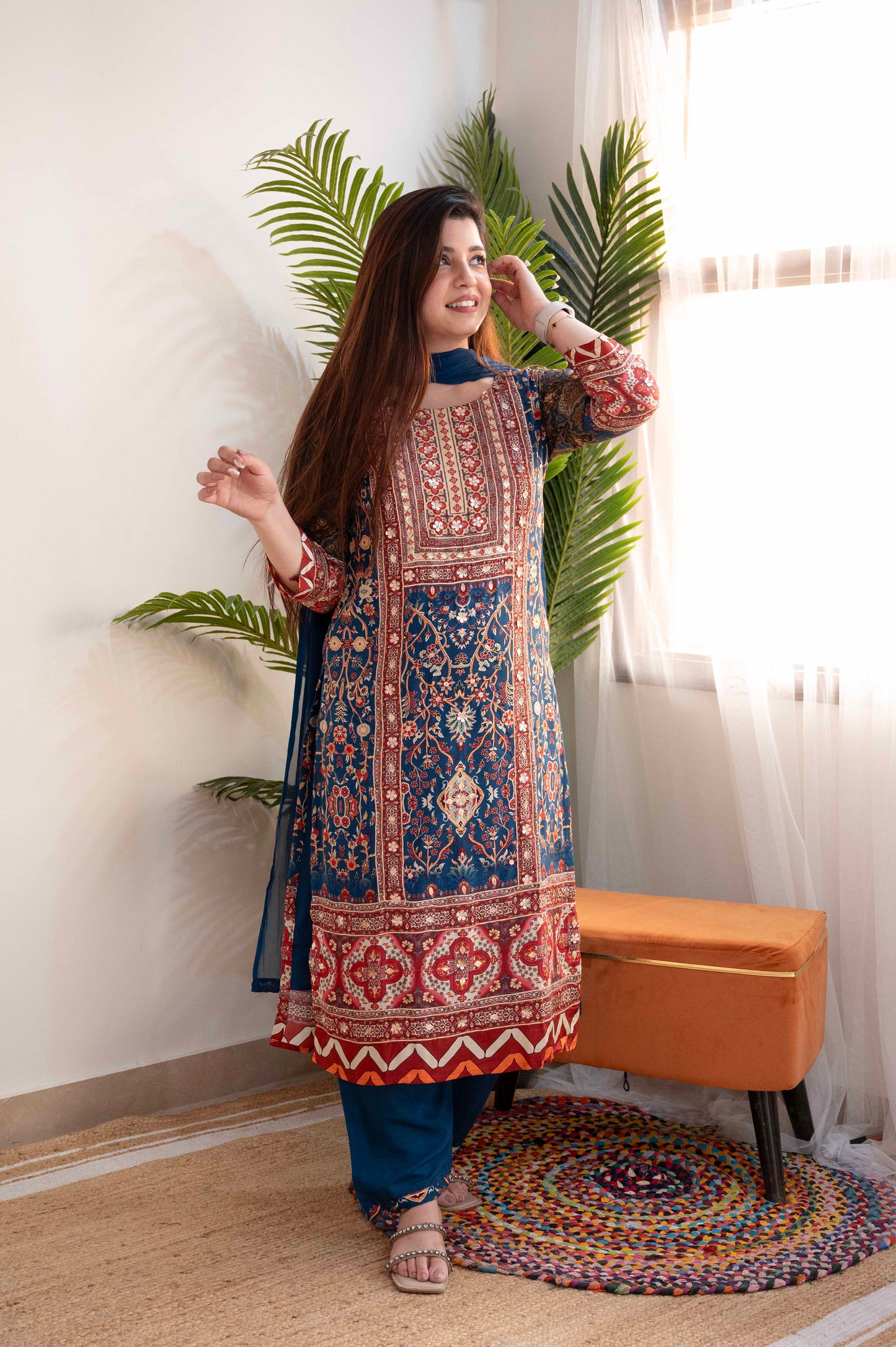 Sagari Blue Printed Suit Set