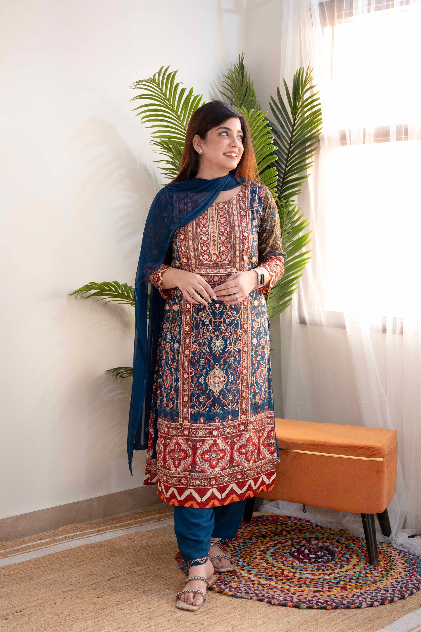 Sagari Blue Printed Suit Set