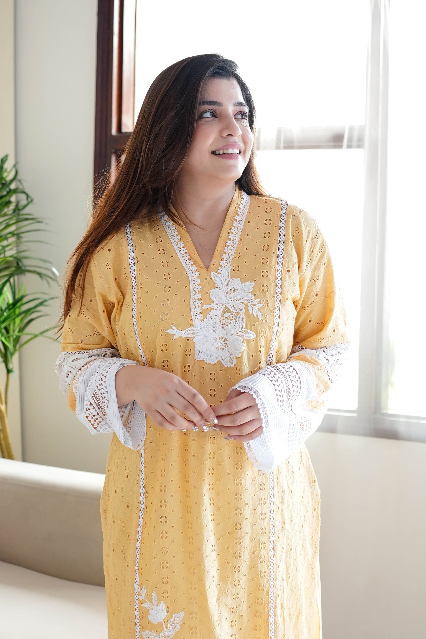Zeenah Yellow Pakistani Plazo Set