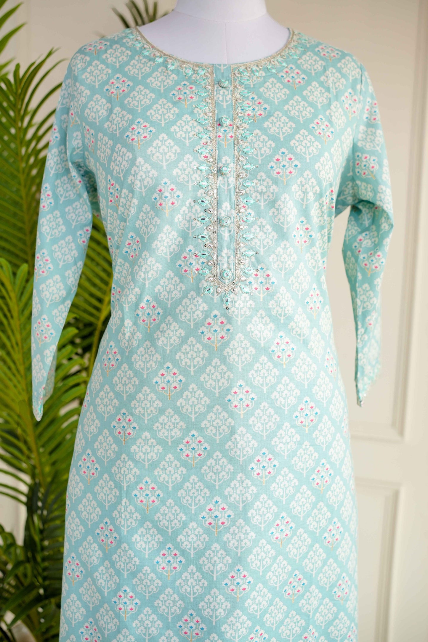 Blue Printed Kurta Set
