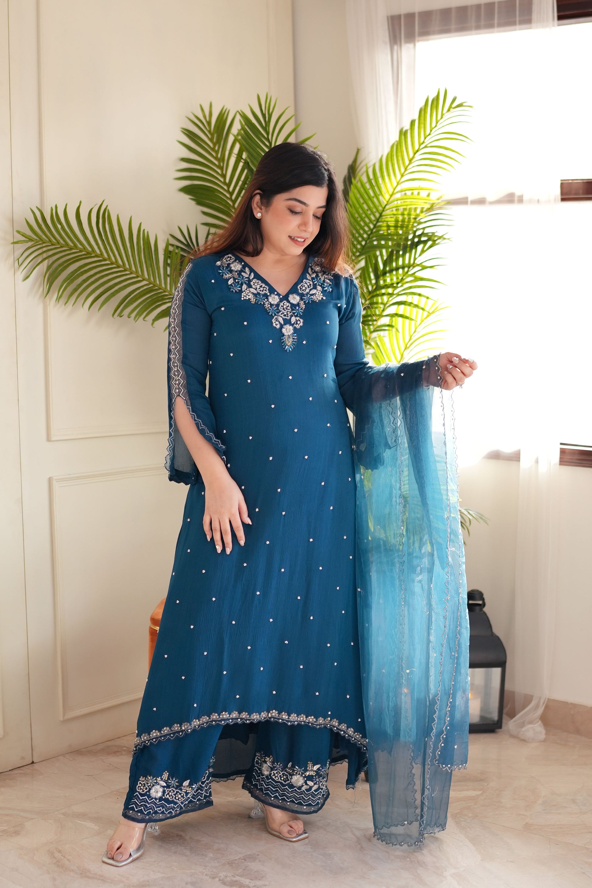 Fazeena Blue Upside Down Suit Set