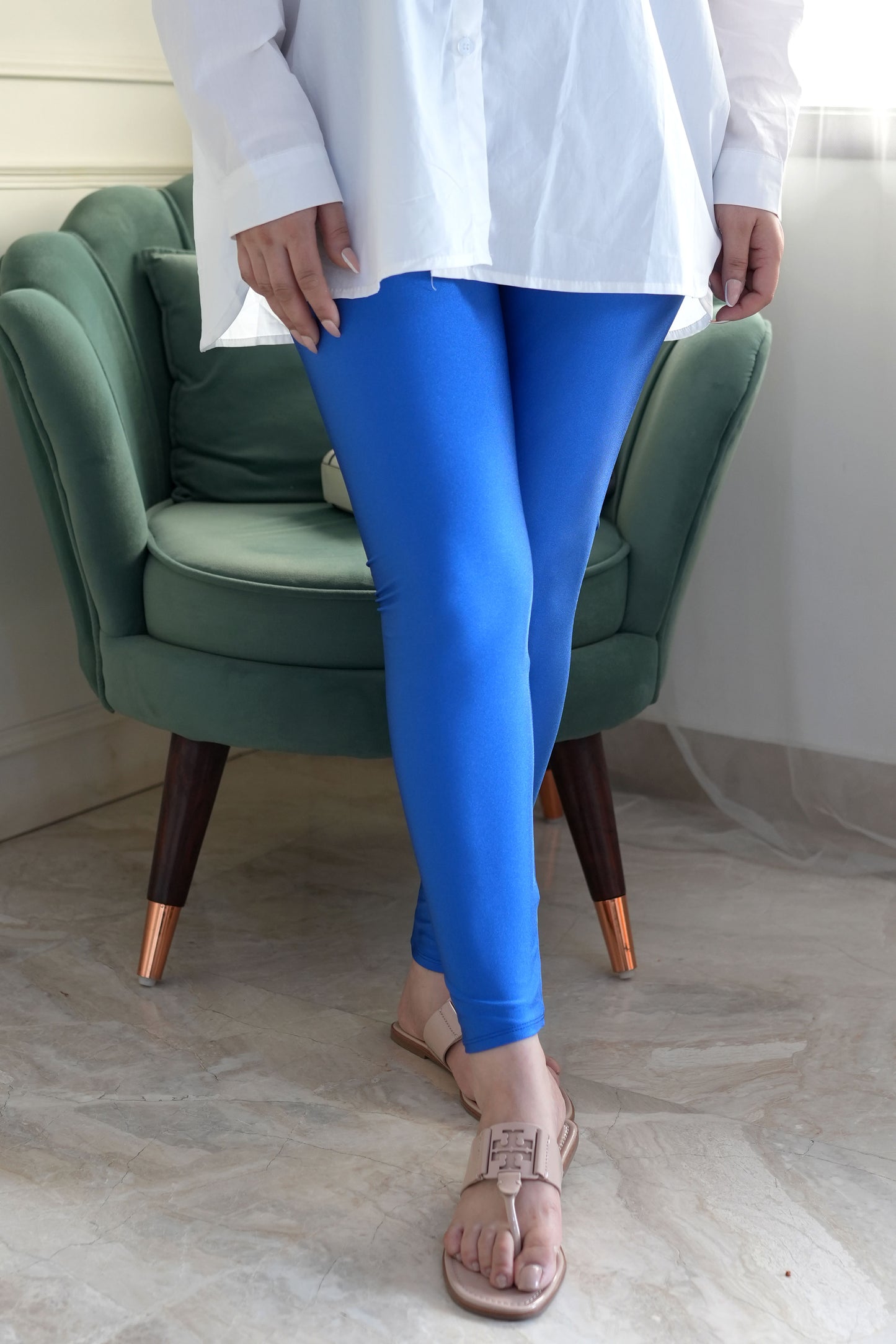 Electric Blue Glossy Leggings