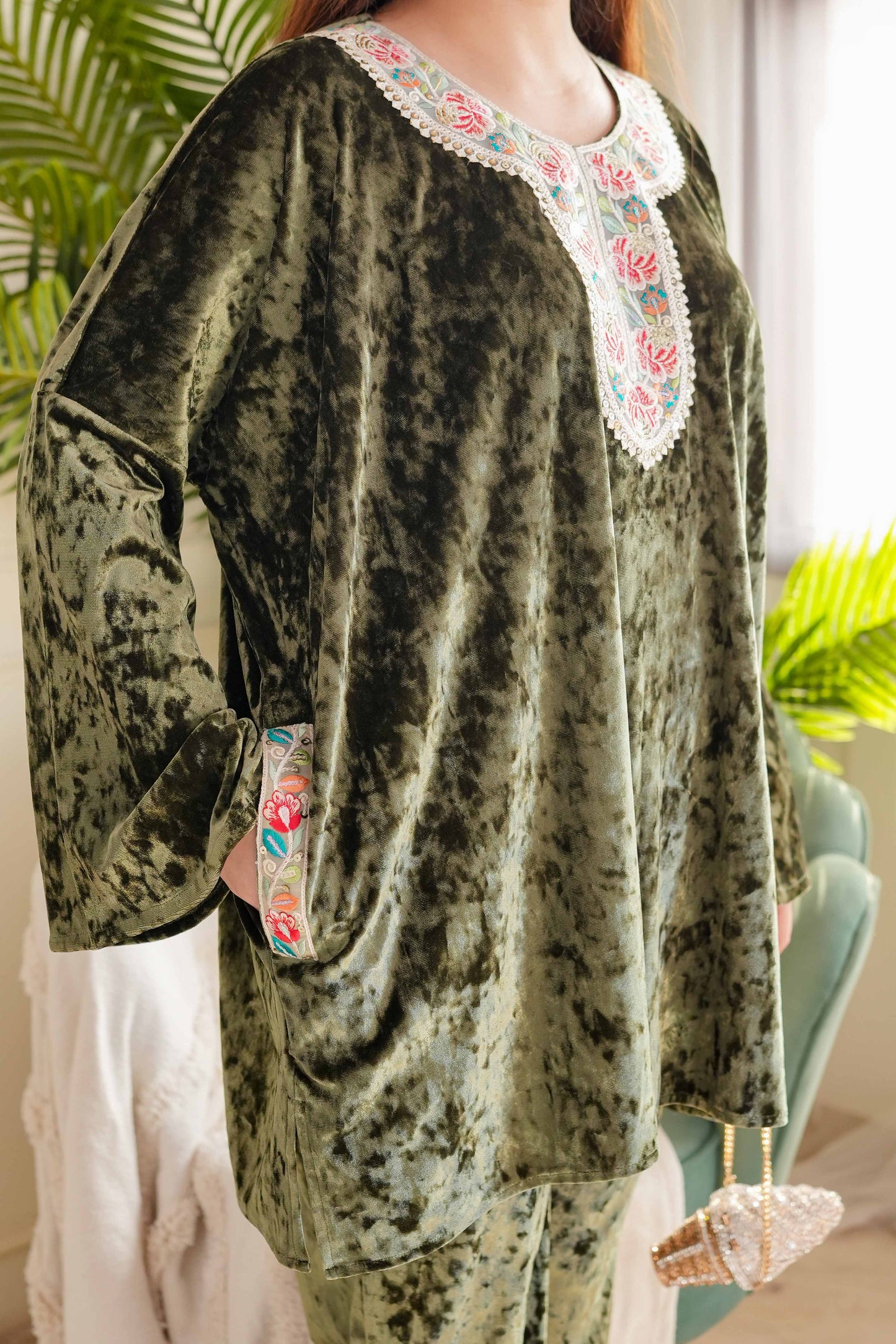 Satvat Green Cordset With Pockets