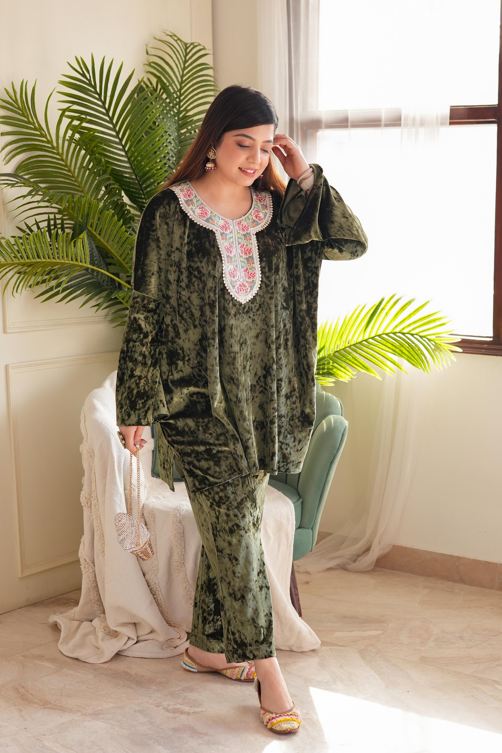 Satvat Green Cordset With Pockets