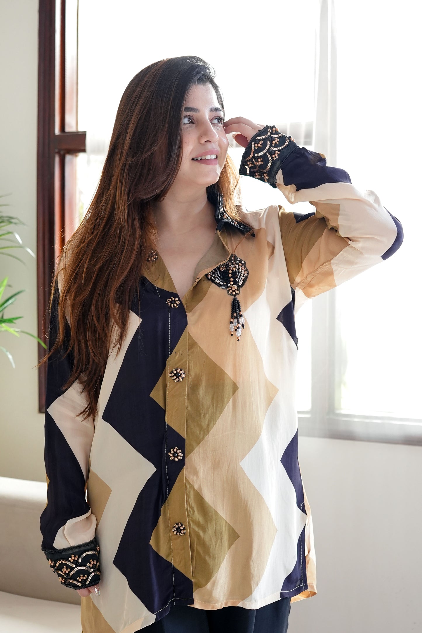 Yellow Printed Cord Set