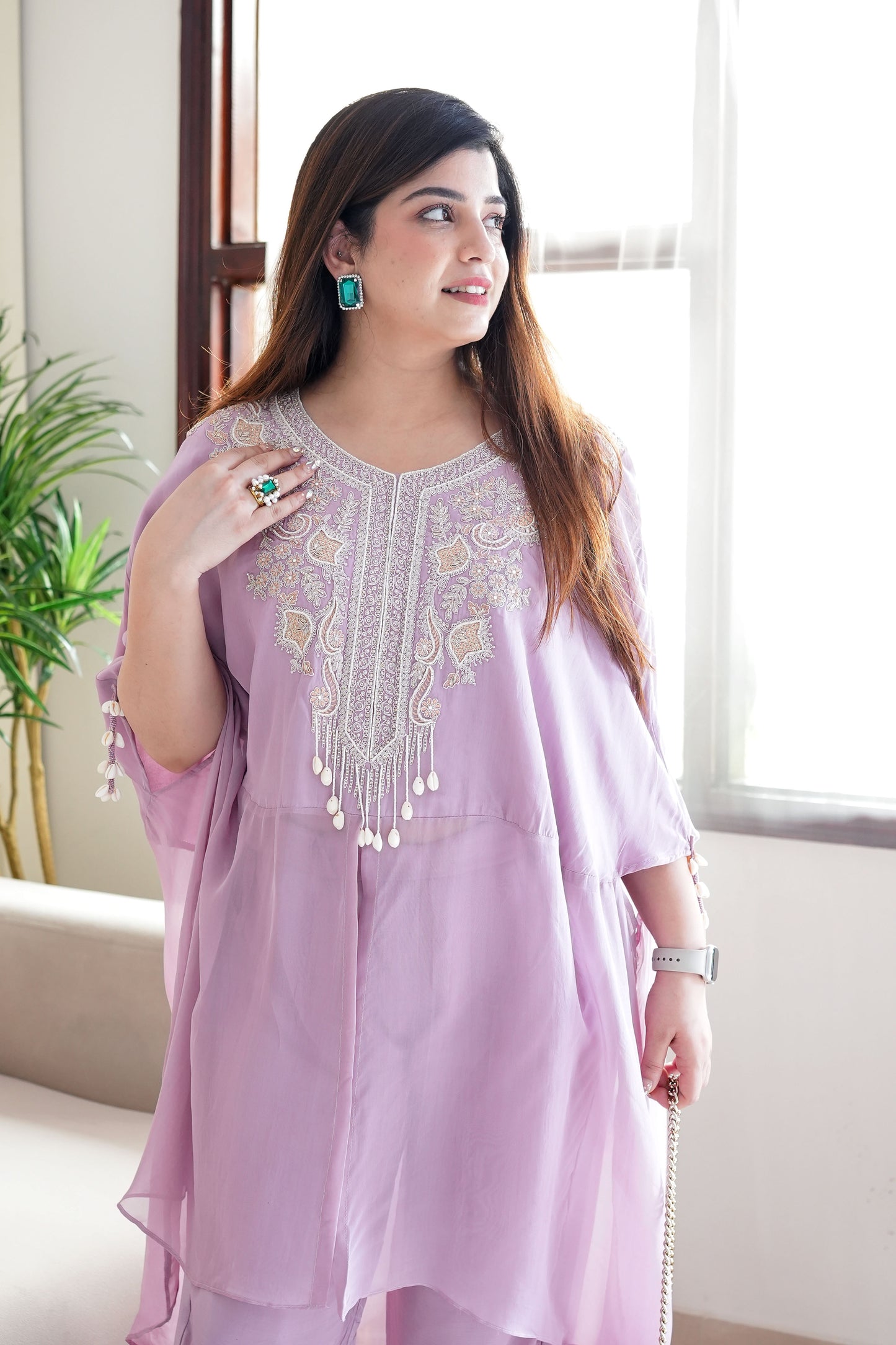 Syra Lilac Embroidered Co ord Set