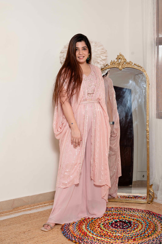 Fiza Pink Three Piece Set With Belt