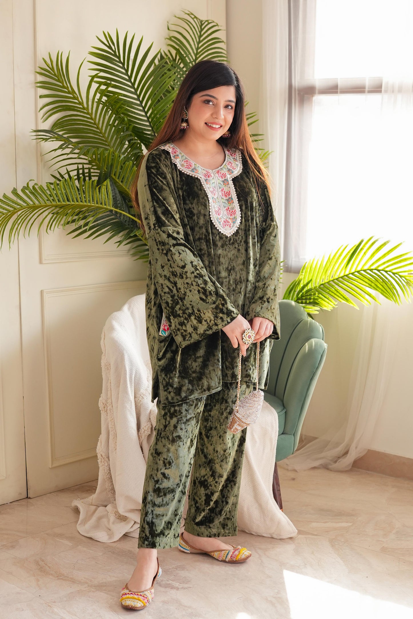 Satvat Green Cordset With Pockets