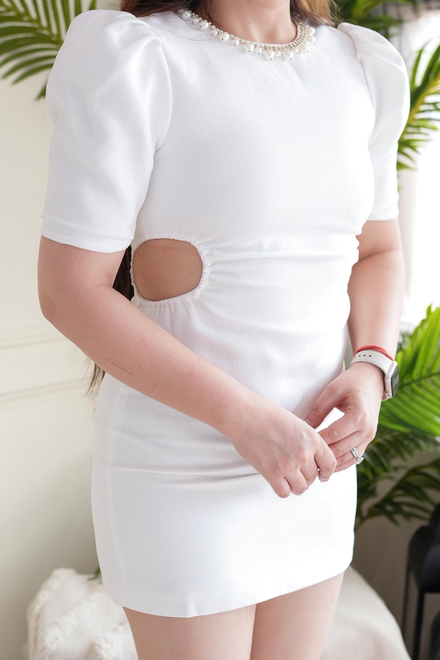 Jenny White Crystal Embellished Short Dress