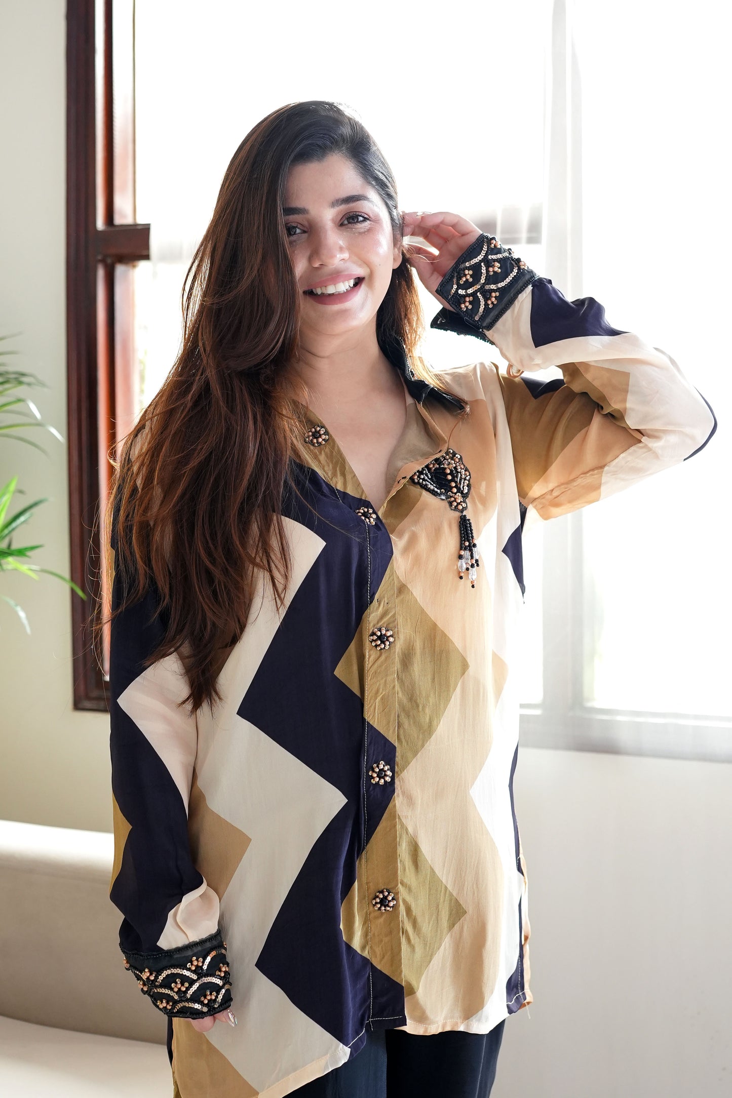 Yellow Printed Cord Set