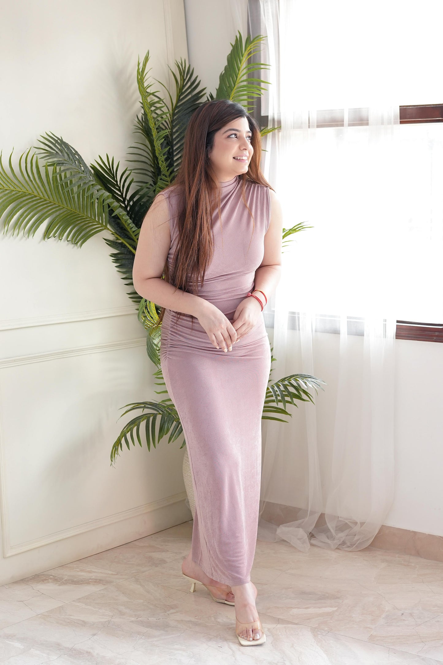 Nora Pink Long Bodycon Dress