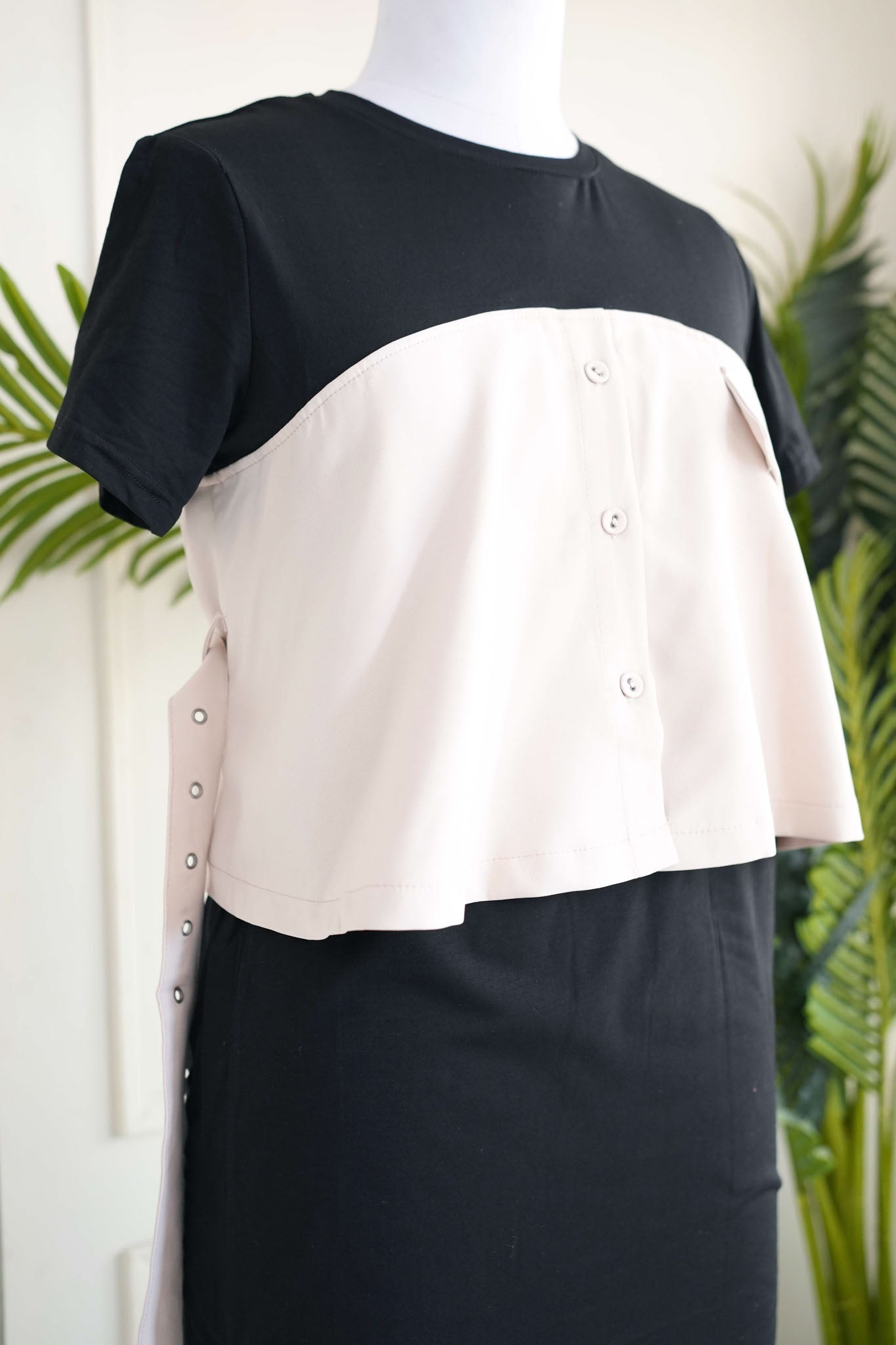 Black Dress with Off White Belt