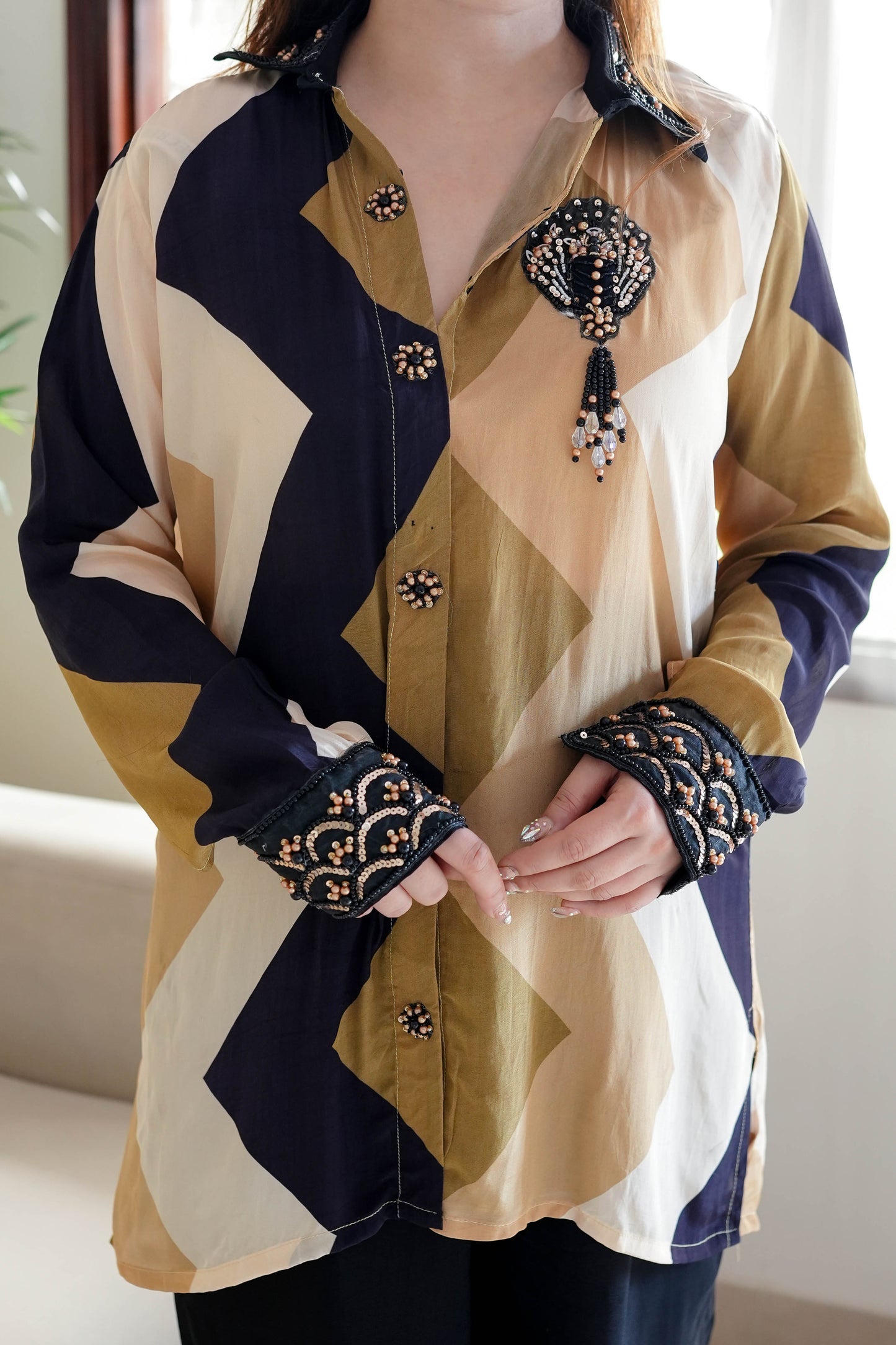 Yellow Printed Cord Set