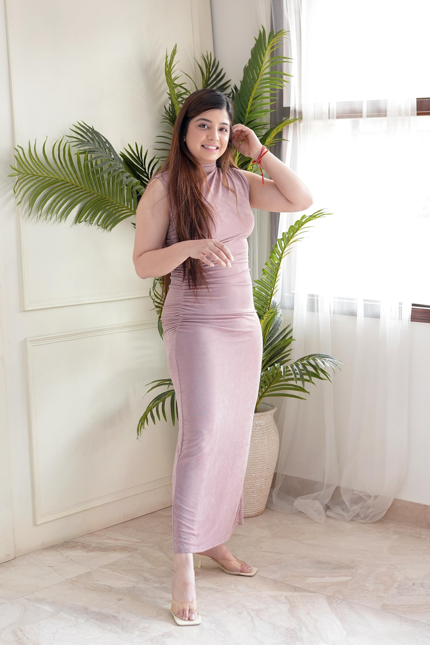 Nora Pink Long Bodycon Dress