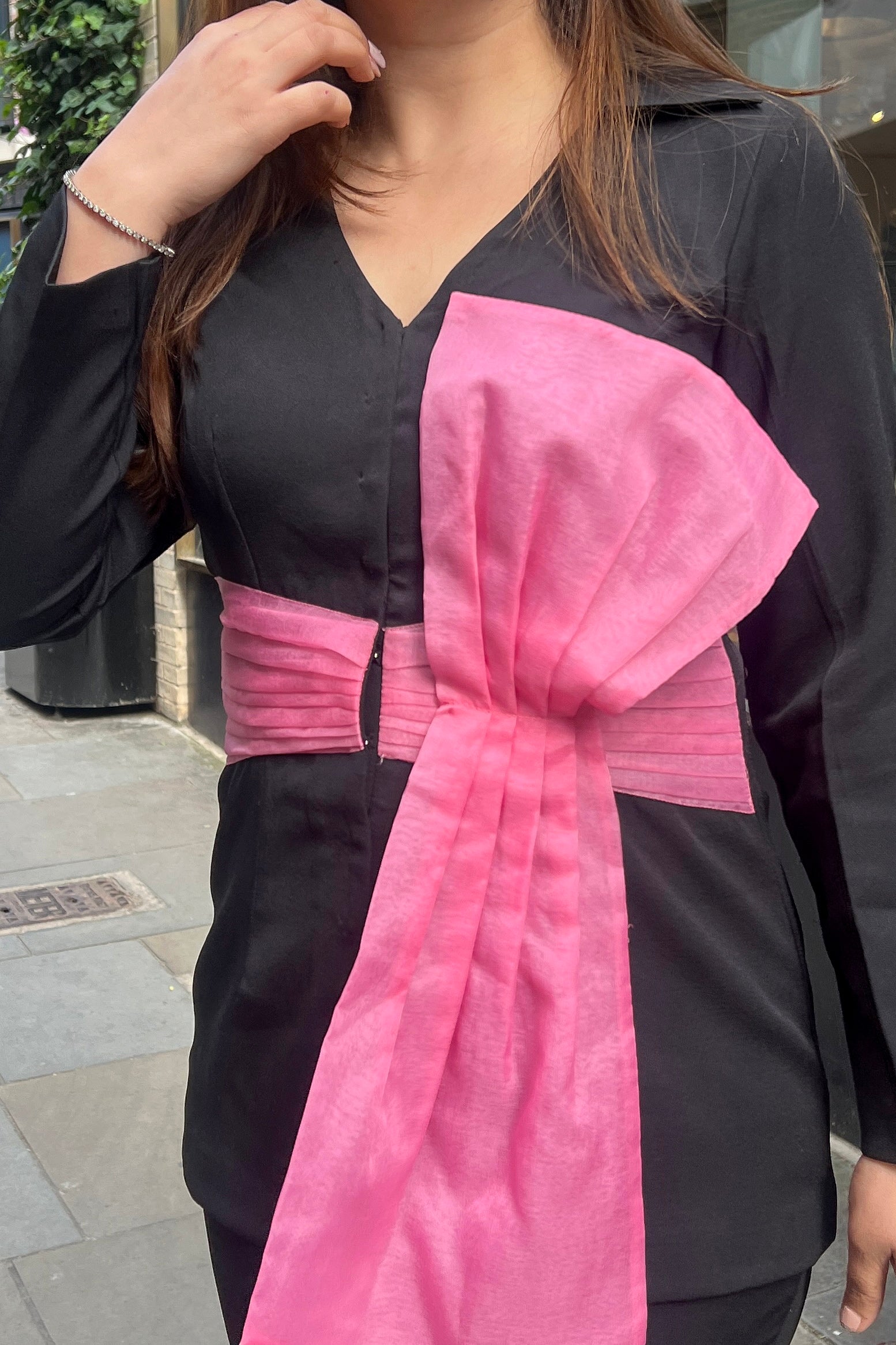 Madelyn Black Cordset with Organza Detailing