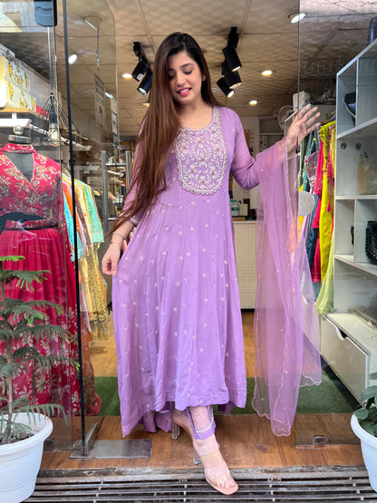 Samar Purple Upside Down Anarakali Suit