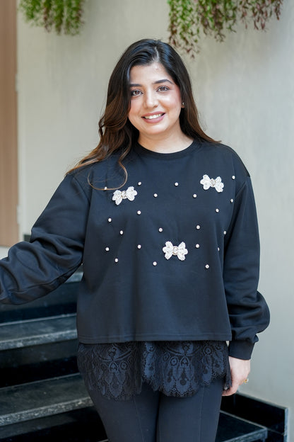 Butterfly Crystal Embellished Sweatshirt