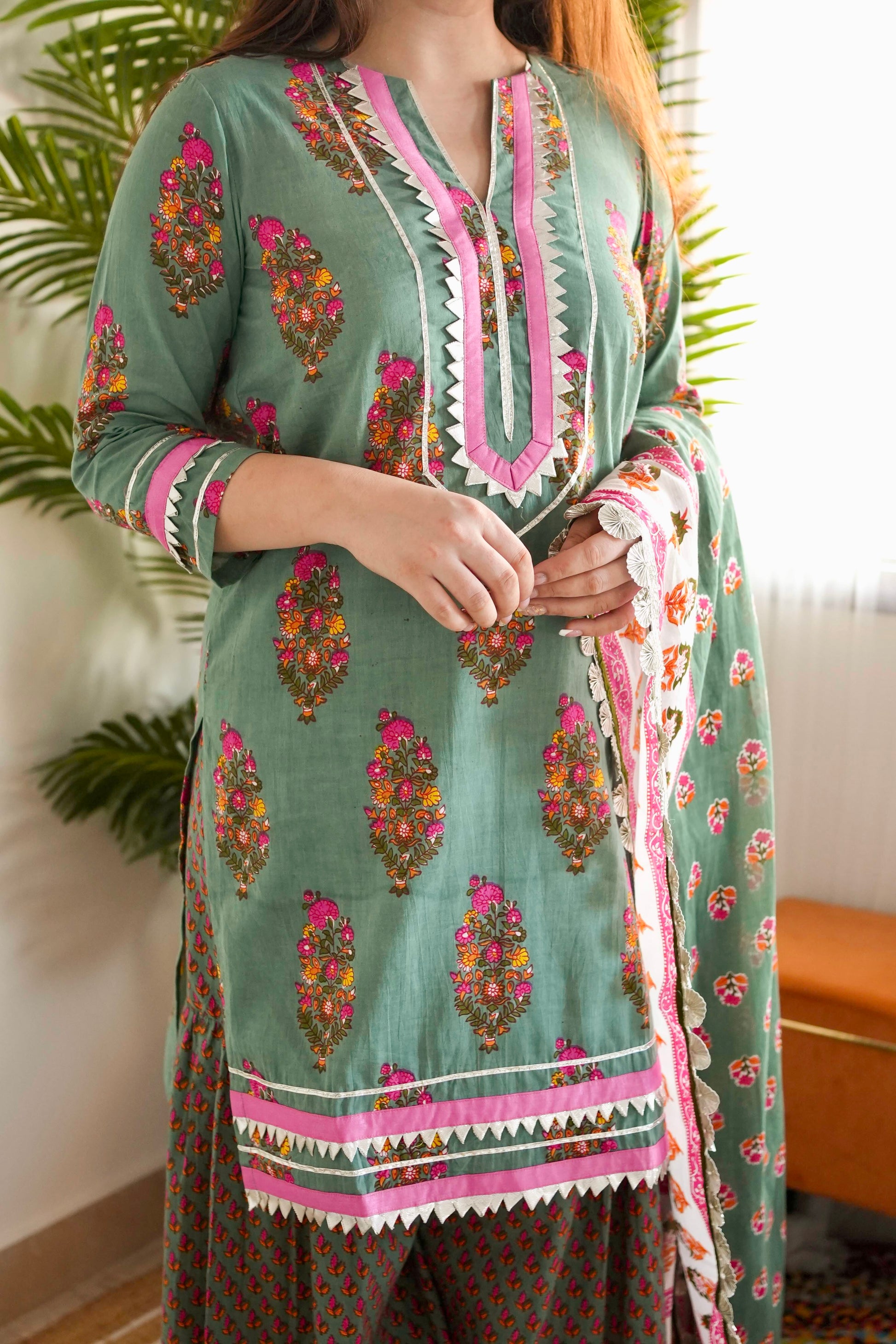 Samar Green Printed Suit Set