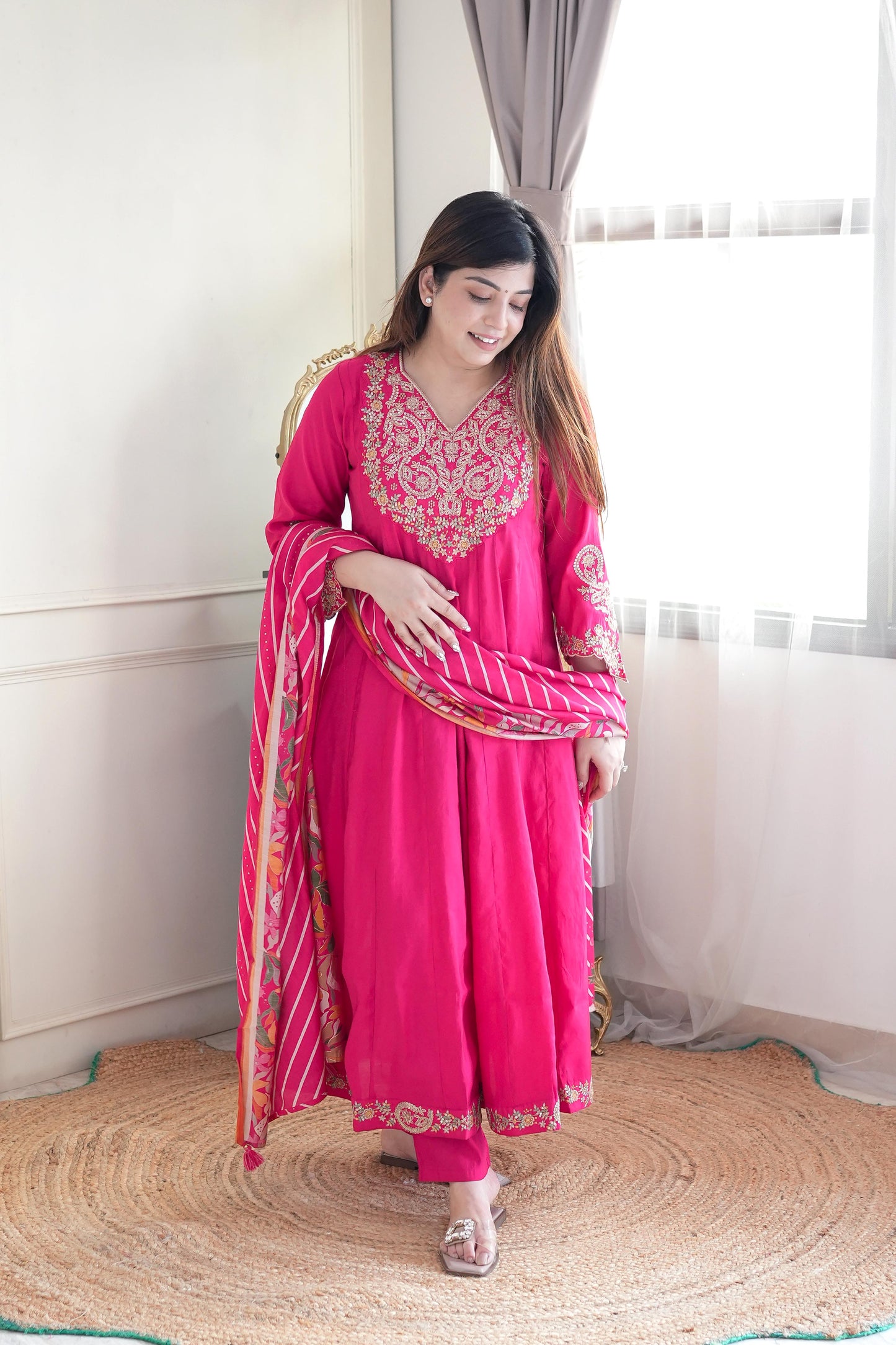 Radha Hot Pink Anarkali Suit Set