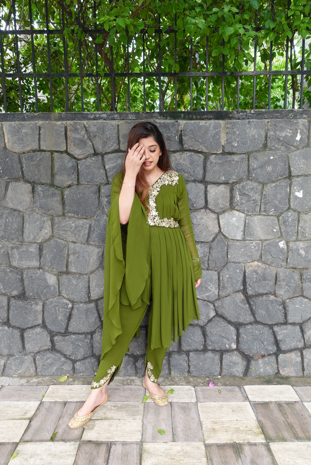 Heera Green Embriodered Dhoti Set