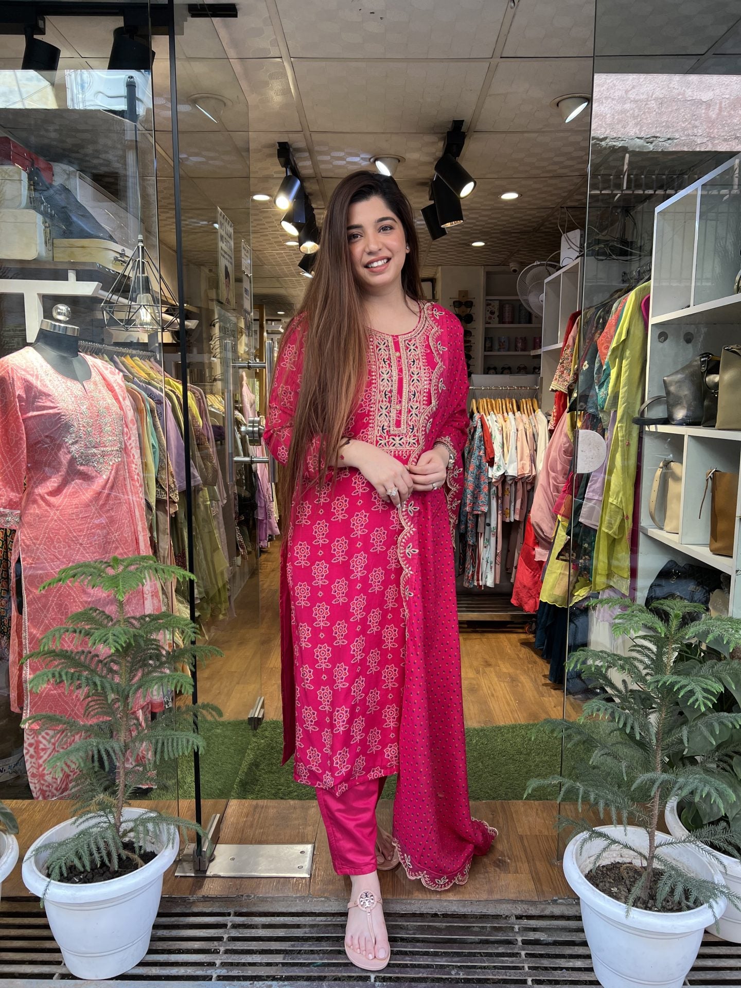 Meher Pink Printed Suit Set