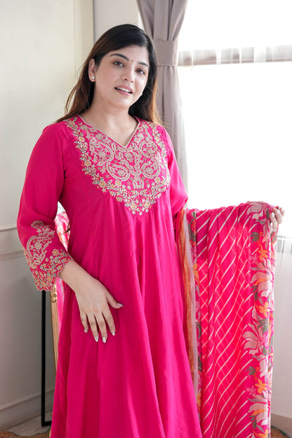 Radha Hot Pink Anarkali Suit Set