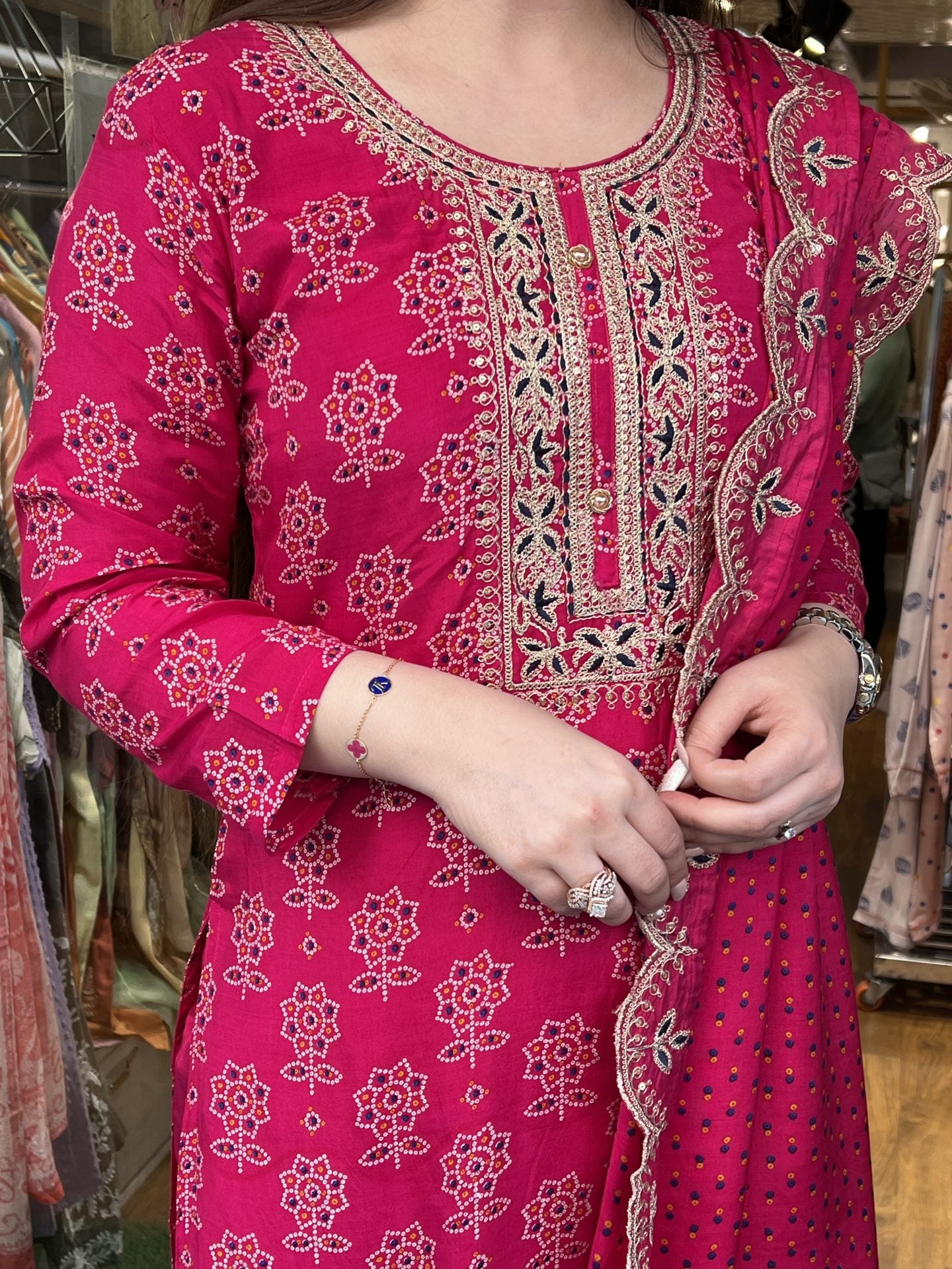 Meher Pink Printed Suit Set