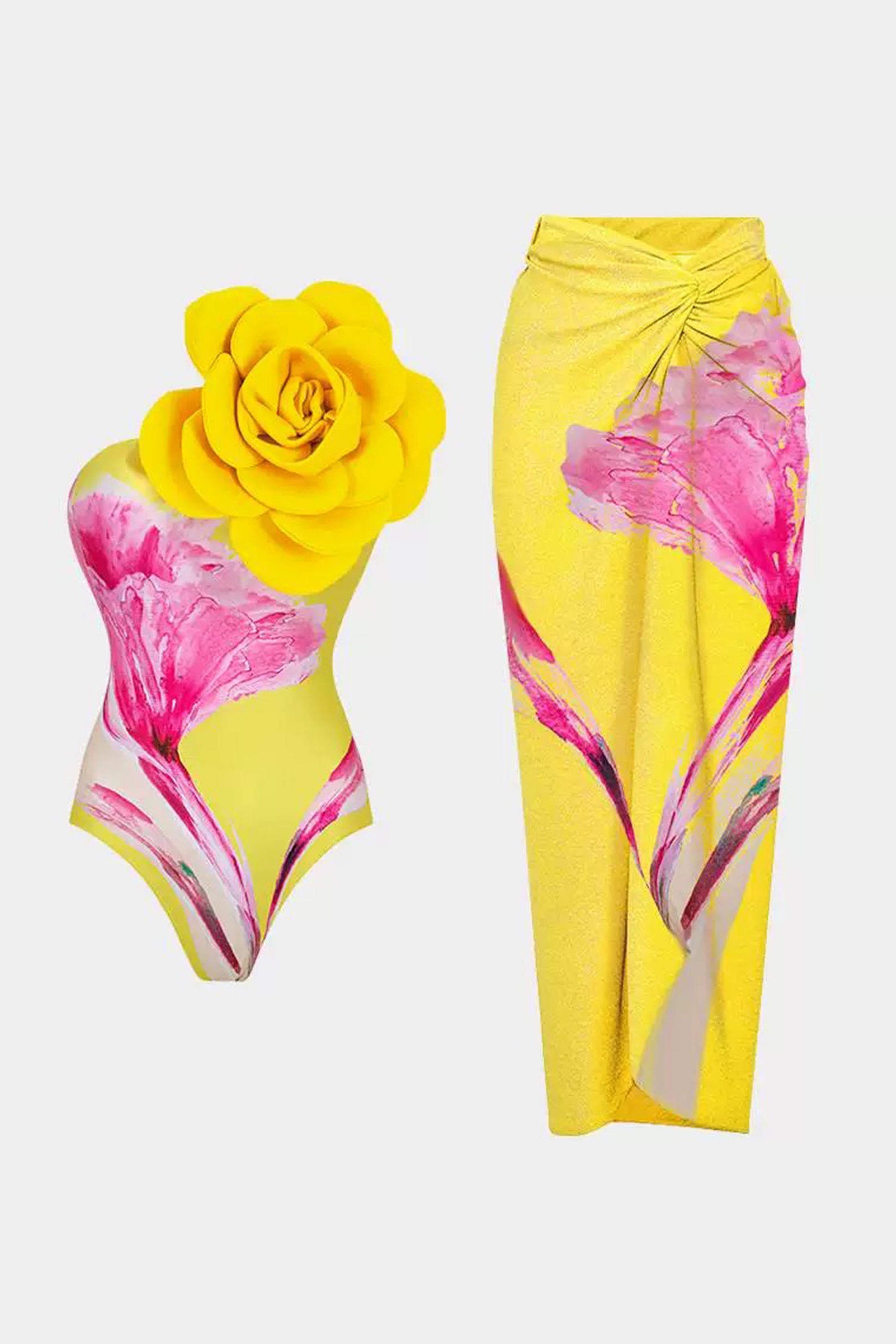 Wella Yellow Swimsuit With Sarong