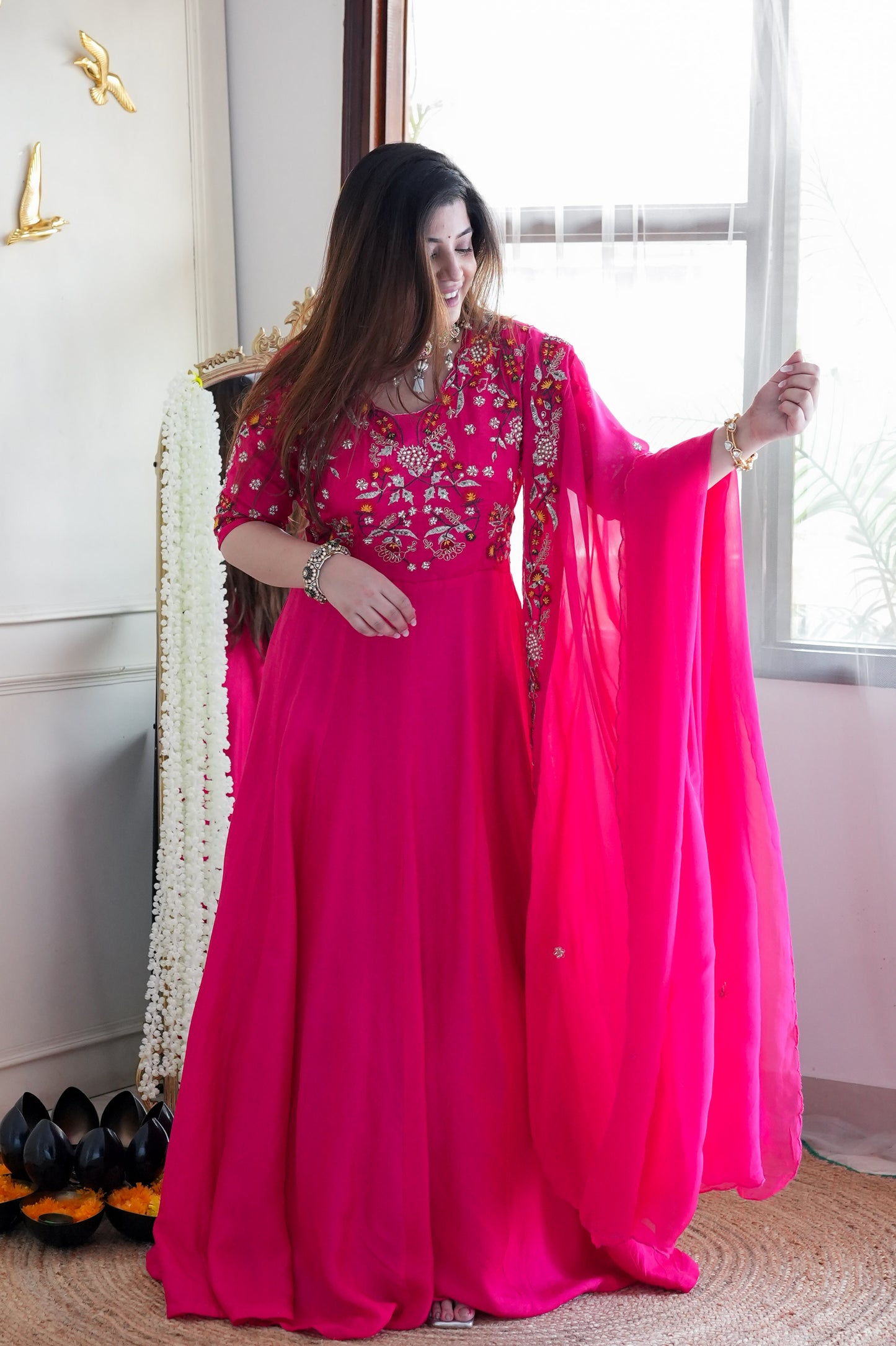 Safah Pink Embriodered Anarkali