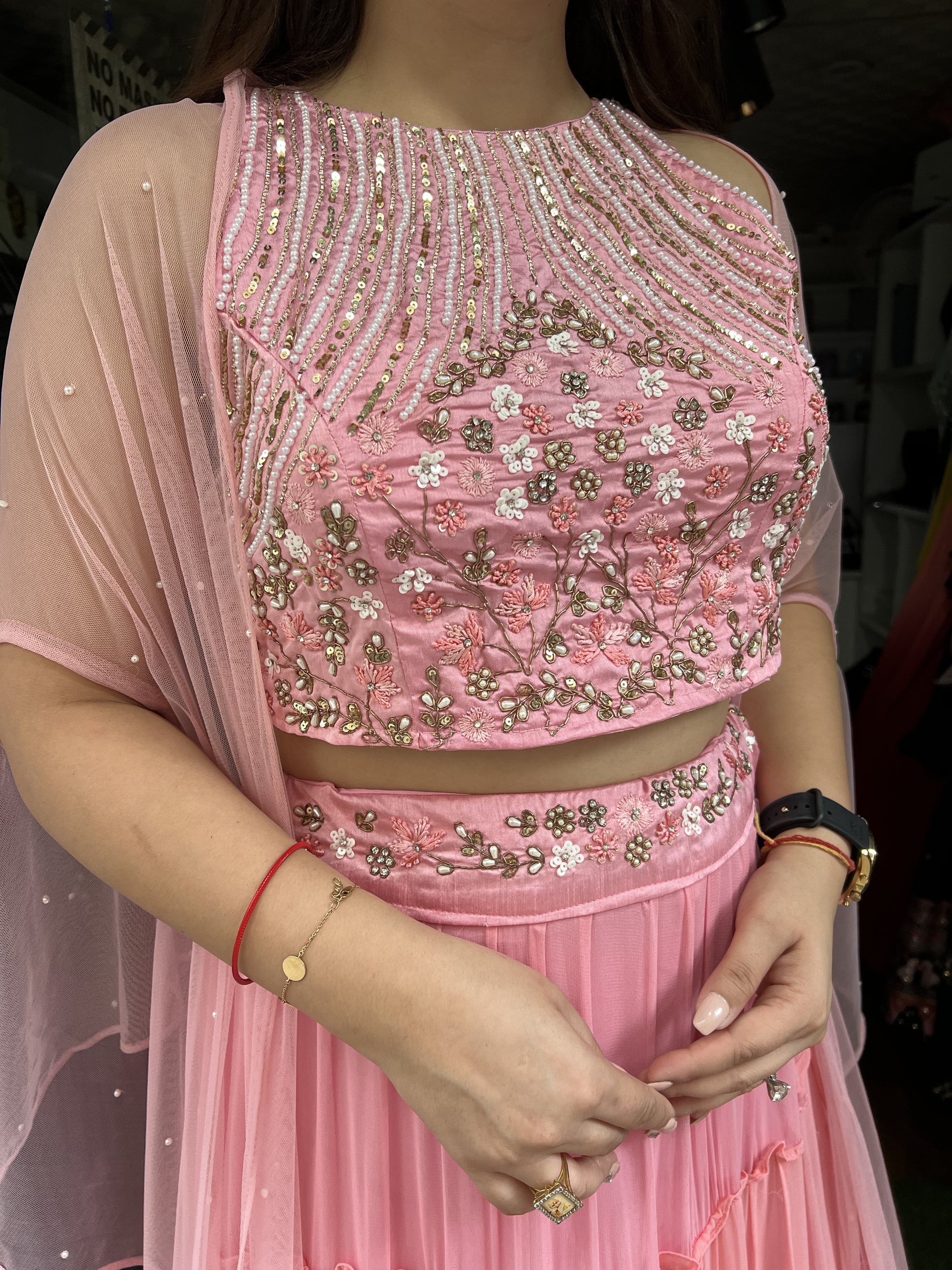 Shades Of Pink Lahenga With Cape