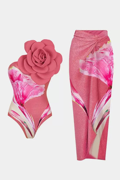 Wella Pink Bow Swimsuit With Sarong