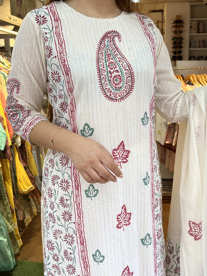 Arya White Printed Suit Set