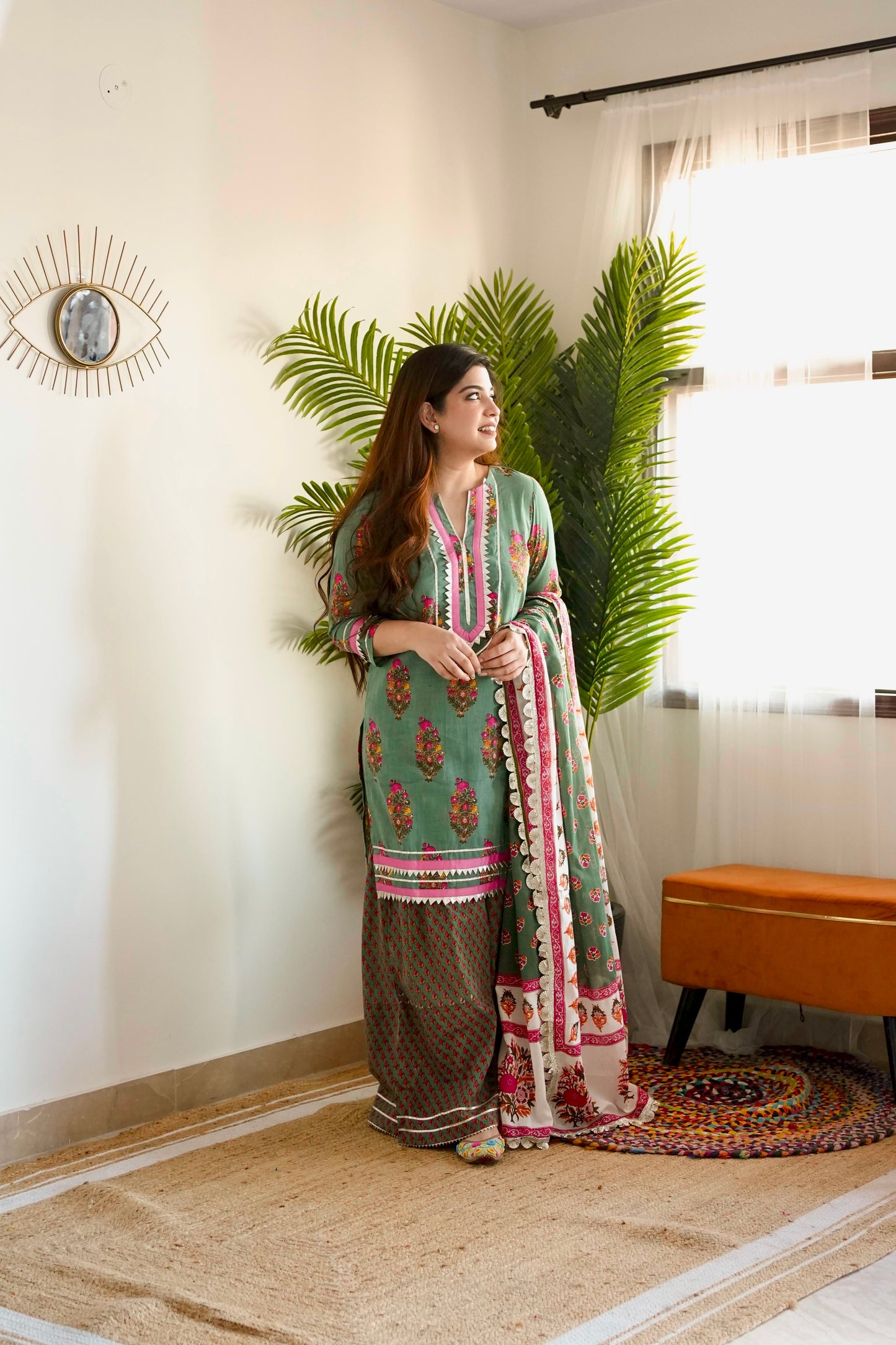 Samar Green Printed Suit Set