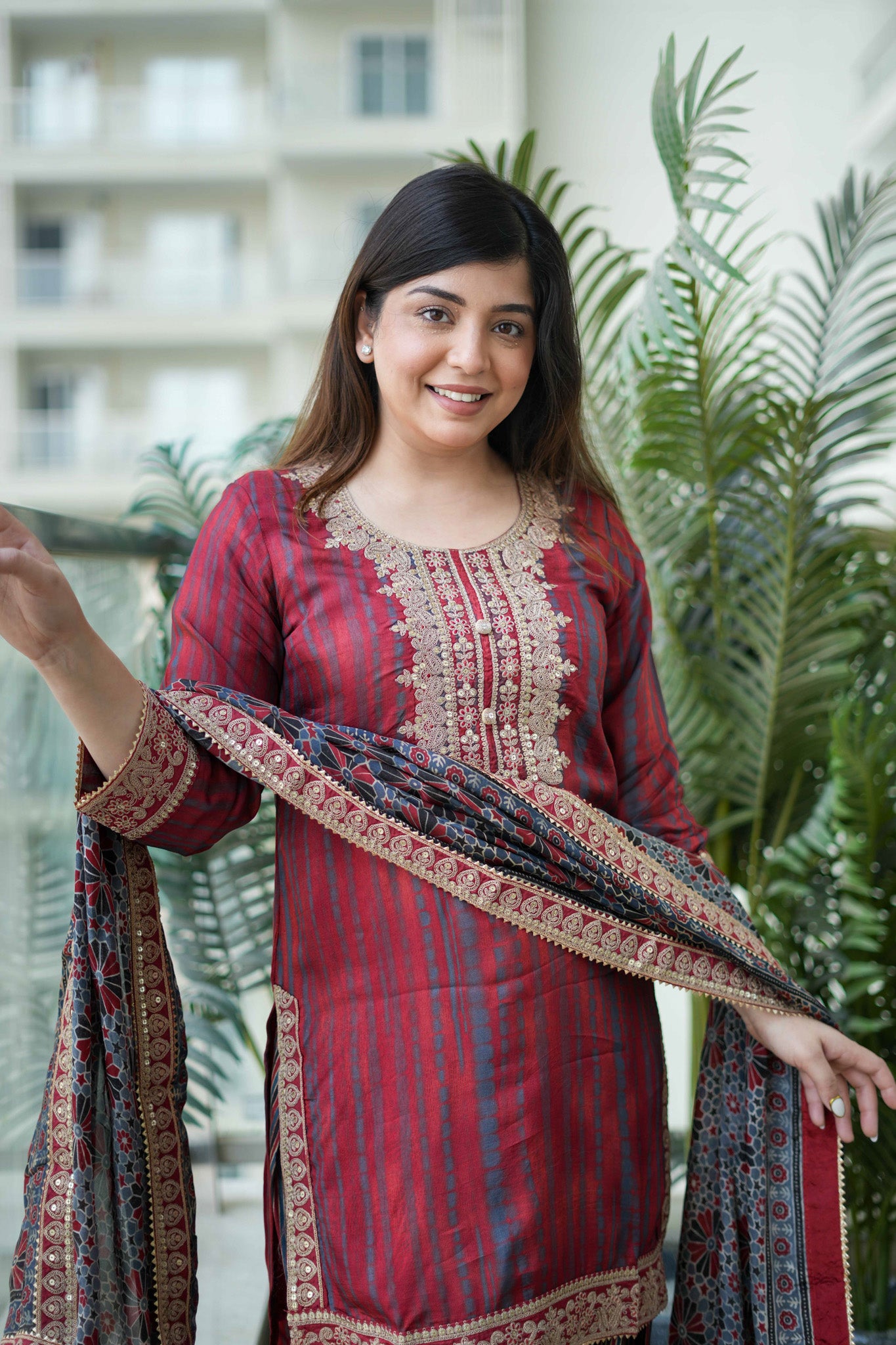 Zaina Embroidered Suit Set