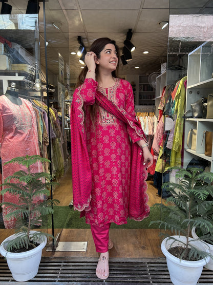 Meher Pink Printed Suit Set