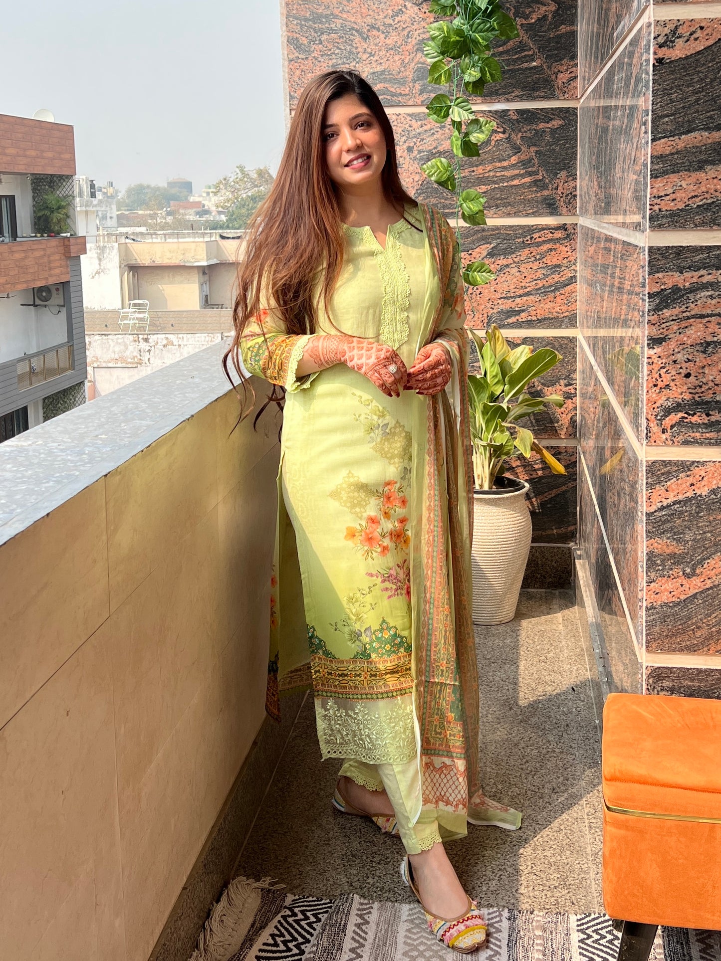 Nari Green Printed Suit Set