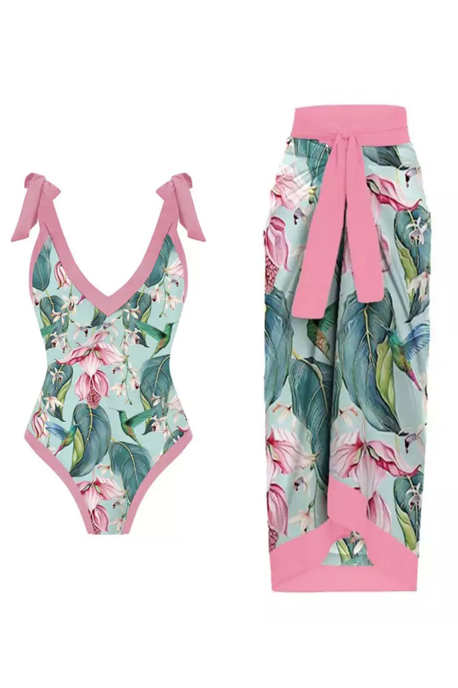 Togo Pink Swimsuit With Sarong