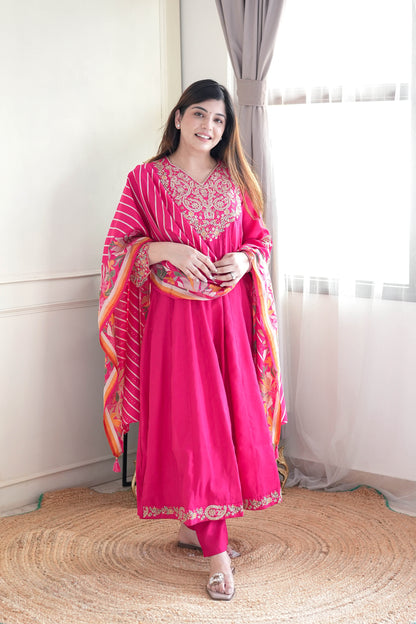 Radha Hot Pink Anarkali Suit Set