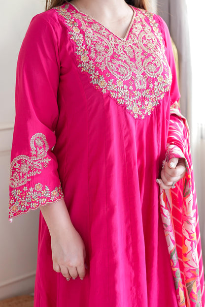 Radha Hot Pink Anarkali Suit Set